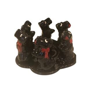 Vintage Hendrickson Scotties /Terriers Circle of Friends Candle Holder 6x3.25